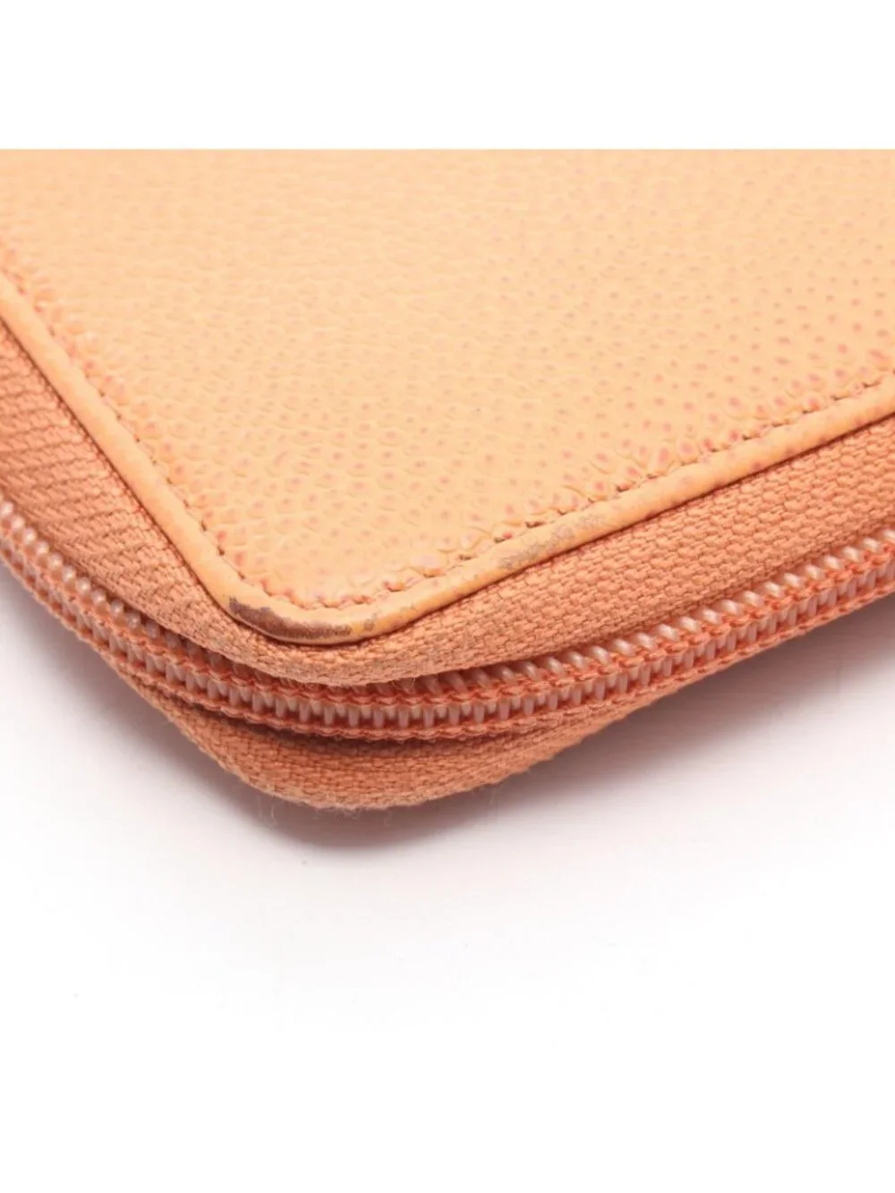 Chanel Round Wallet CC Logo Coral Orange Caviar Leather CC